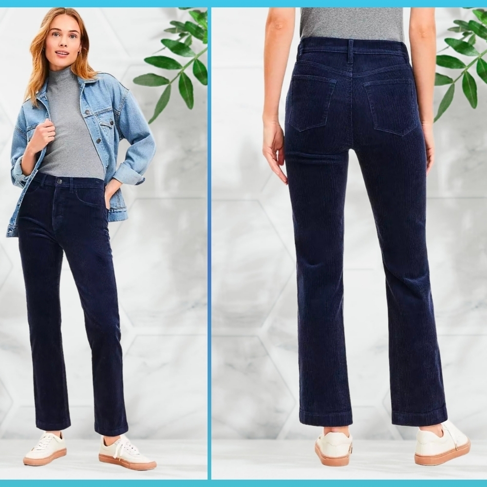 LOFT Women's Navy Syraight Corduroy Pants - Picture 1 of 12